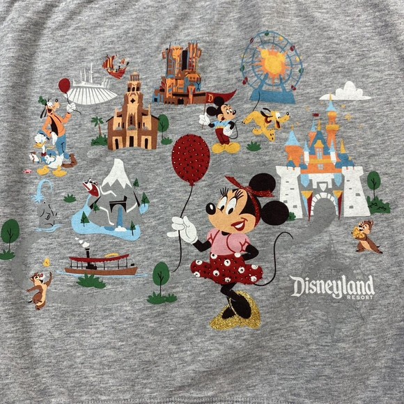 Disney Land Parks Womens New Top XS Gray Embellished Space Mountain Castle - Picture 2 of 8